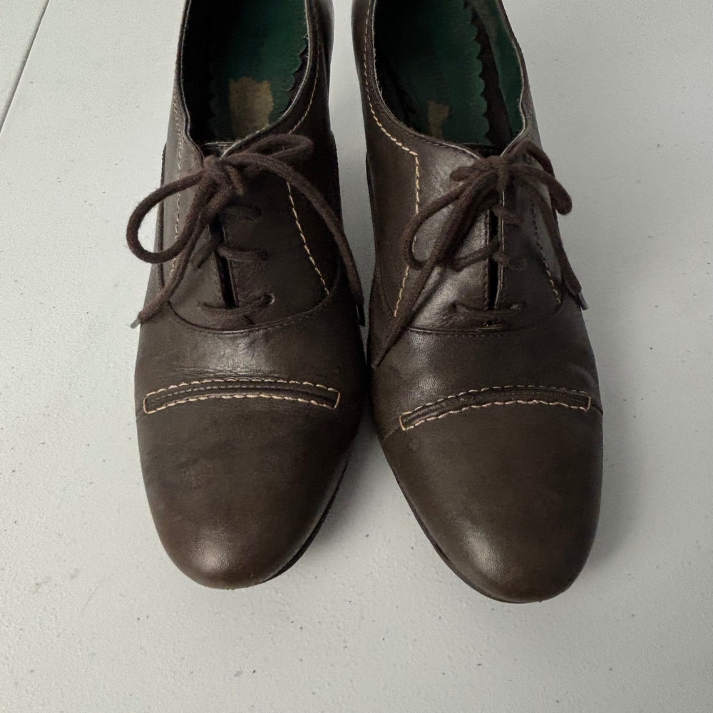 Vtg Naturalizer Brown Leather Oxford Heels 9.5 Academia Edwardian CottageCore - Picture 13 of 14